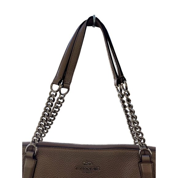 Coach Ava Chain Tote Handbag Purse‎ Metallic Rose Gold Pebbled Leather - Picture 4 of 15